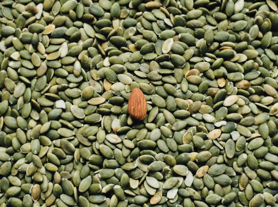 Almonds and pumpkin seeds, food sources of magnesium